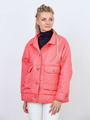 Куртка стеганная демисезонная двойной ромб, розовый